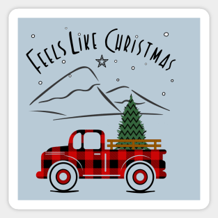 Feels Like Christmas, Red Plaid Pickup Truck Sticker